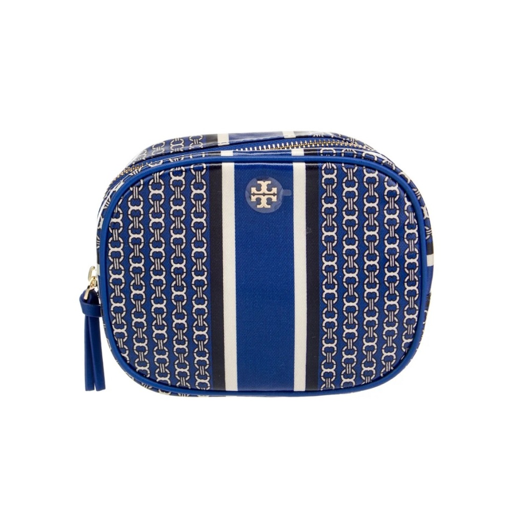 Tory Burch Gemini Link Cosmetic Pouch Jewel Blue NWT